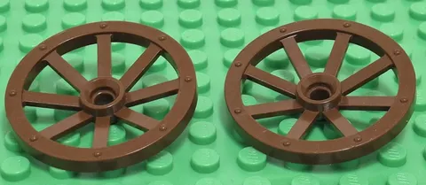 Lego 2 Brown Wheel Lot For Wagon Large 33mm Part 4489a Castle