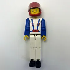Vintage LEGO Technic Figure Race Car Driver Red Helmet Blue Arms 1980s
