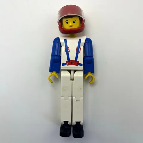 Vintage LEGO Technic Figure Race Car Driver Red Helmet Blue Arms 1980s
