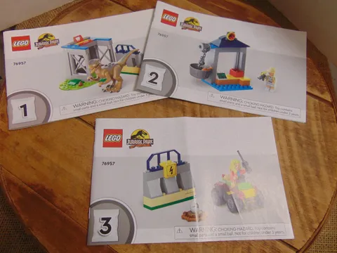 Lego 76957 Velociraptor Escape Jurassic Park 30th Anniversary MANUALS Lot of 3