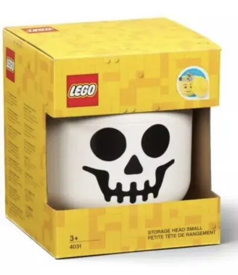 LEGO STORAGE HEAD WHITE SMALL Skeleton Skull New in Box Home Deco Halloween
