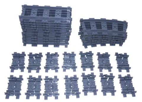 Lego City 30 piece set of gray train tracks, you get exactly what is pictured