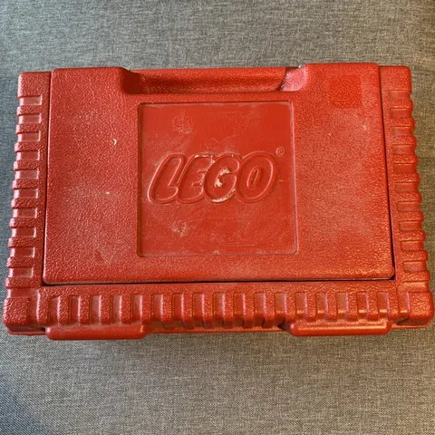 1984 - LEGO - Red Hard Plastic Carrying Case/Storage Container + PARTS