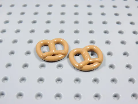 LEGO Lot of 2 Medium Nougat Pretzel Food Minifig BT