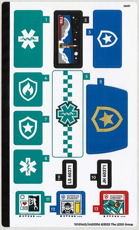 LEGO STICKER SHEET 60371 EMERGENCY VEHICLES HQ New from set