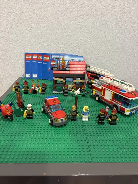 LEGO CITY Lot Fire Motorcycle Truck Emergency 60001 60002 60003 Used Complete