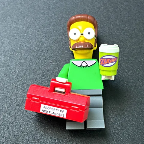 LEGO The Simpsons Ned Flanders Minifigure w/ Red Toolbox & Green Cup