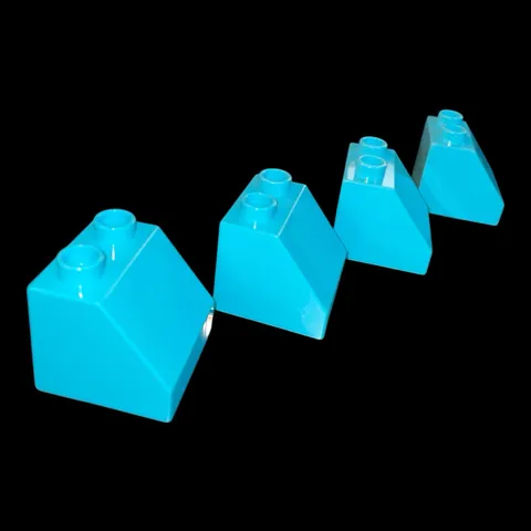 lot of 4 light turquoise Duplo blocks - 2X2 sloped blocks- combined ship(BLUE47)