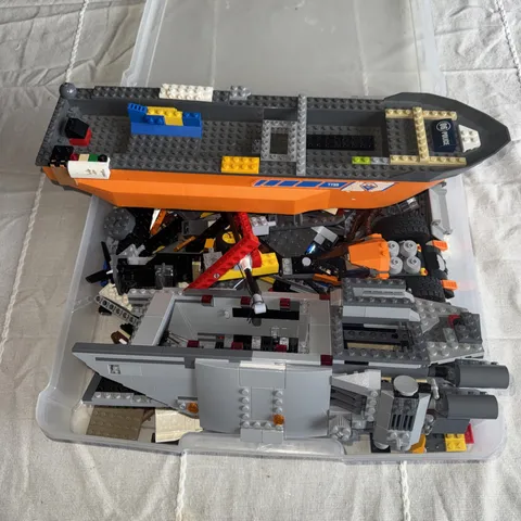 LEGO Bulk Lot Bricks, Blocks, Boat Parts in Multicolor Plastic Tub 30 lbs 