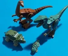 Lego Jurassic World Dinos/ Lot of 4/ "Blue" Raptor, Baby Tricerotops,Bumpy+1