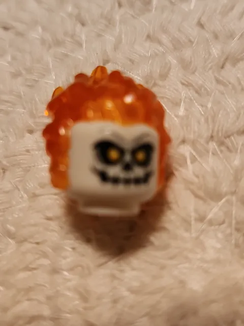 LEGO Ghost Rider Minifigure Head ONLY. Orange Flames