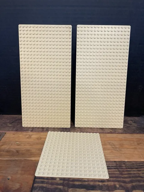 Lot Of 2 Lego Tan 16x32 5x10 Inches Lego Plate Baseplate & 1 16x16 Tan