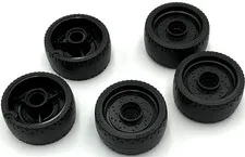 Lego 5 New Black Wheels 24 x 12 with Molded Black Hard Rubber Tire Parts