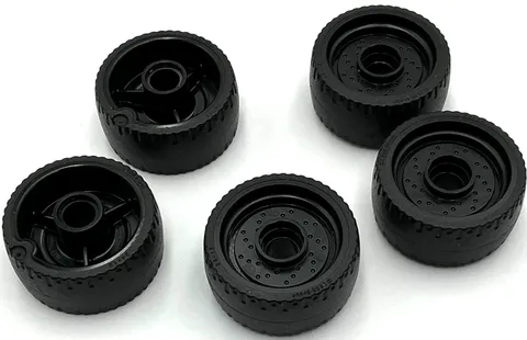 Lego 5 New Black Wheels 24 x 12 with Molded Black Hard Rubber Tire Parts