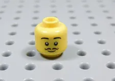 LEGO Yellow Male Boy Head Minifig Black Eyebrows Dark Brown Thin Mustache BT