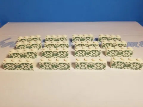 Lego Part 26395 Brick 1x4 with Green Flowers Lot of 16 from Batcave Set 76052