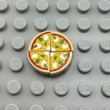 LEGO Minifigure Accessory - Tan - Pizza Slice Basil Leaves Mozzarella - QTY x4
