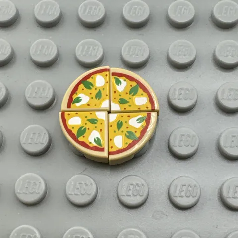 LEGO Minifigure Accessory - Tan - Pizza Slice Basil Leaves Mozzarella - QTY x4
