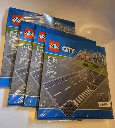 Lego T-Junction & Curve 7281 Lot Of 4 New Sealed