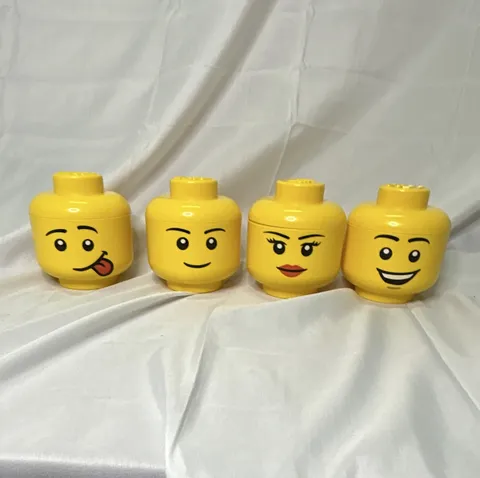 LEGO Yellow Stackable Minifigure Storage Head Containers Lot of 4