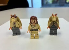 LEGO Star Wars Minifigure Lot Jar Jar Binks, Qui-Gon Jinn, Gungan Warrior 75080