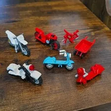 ​LEGO Vehicle Lot City Town Motorcycles Dirt Bike Scooter Bicycle Wheelbarrow...