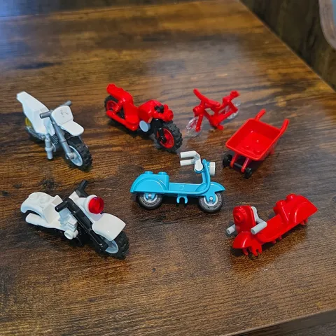 ​LEGO Vehicle Lot City Town Motorcycles Dirt Bike Scooter Bicycle Wheelbarrow...