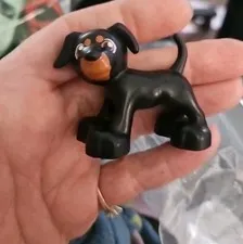 LEGO Duplo Black Dog Mini-Figure Rottweiler Puppy w/ Brown Face Spots
