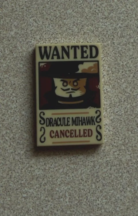 Lego One Piece Printed Tile Wanted Poster Dracule Mihawk From 75638