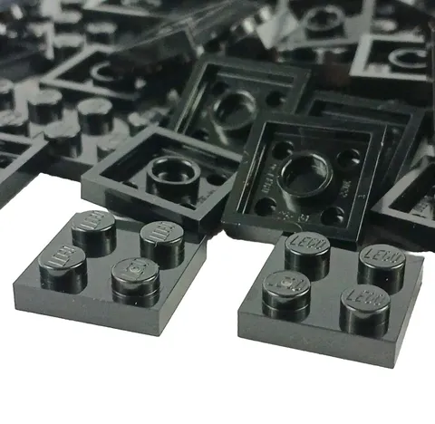100 Pieces LEGO® 2x2 BLACK Four Stud Plates element 3022 MOC Lot