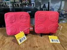 NEW Lot Of 2 LEGO Reusable Red Tote Bag 852858 Brick Pattern Zippered Pouch 2010
