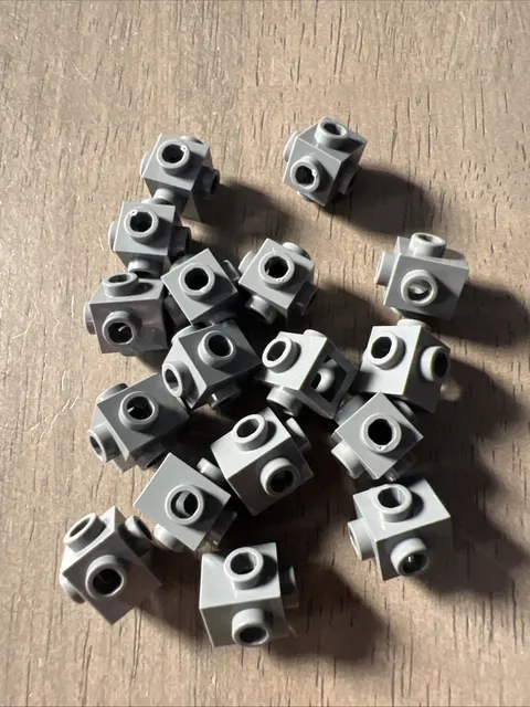 LEGO 4733 Dark Bluish Gray Brick, Modified 1 x 1 with Studs on 4 Sides 17 Pieces