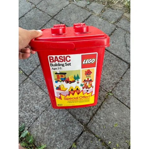 Vintage 1987 LEGO Basic Building Set 1613 Red Storage Bucket 359 Pieces Retro