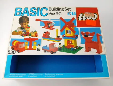 Vintage 1986 Lego 530 Basic Building Set ORIGINAL BOX & INSERT ONLY Excellent!