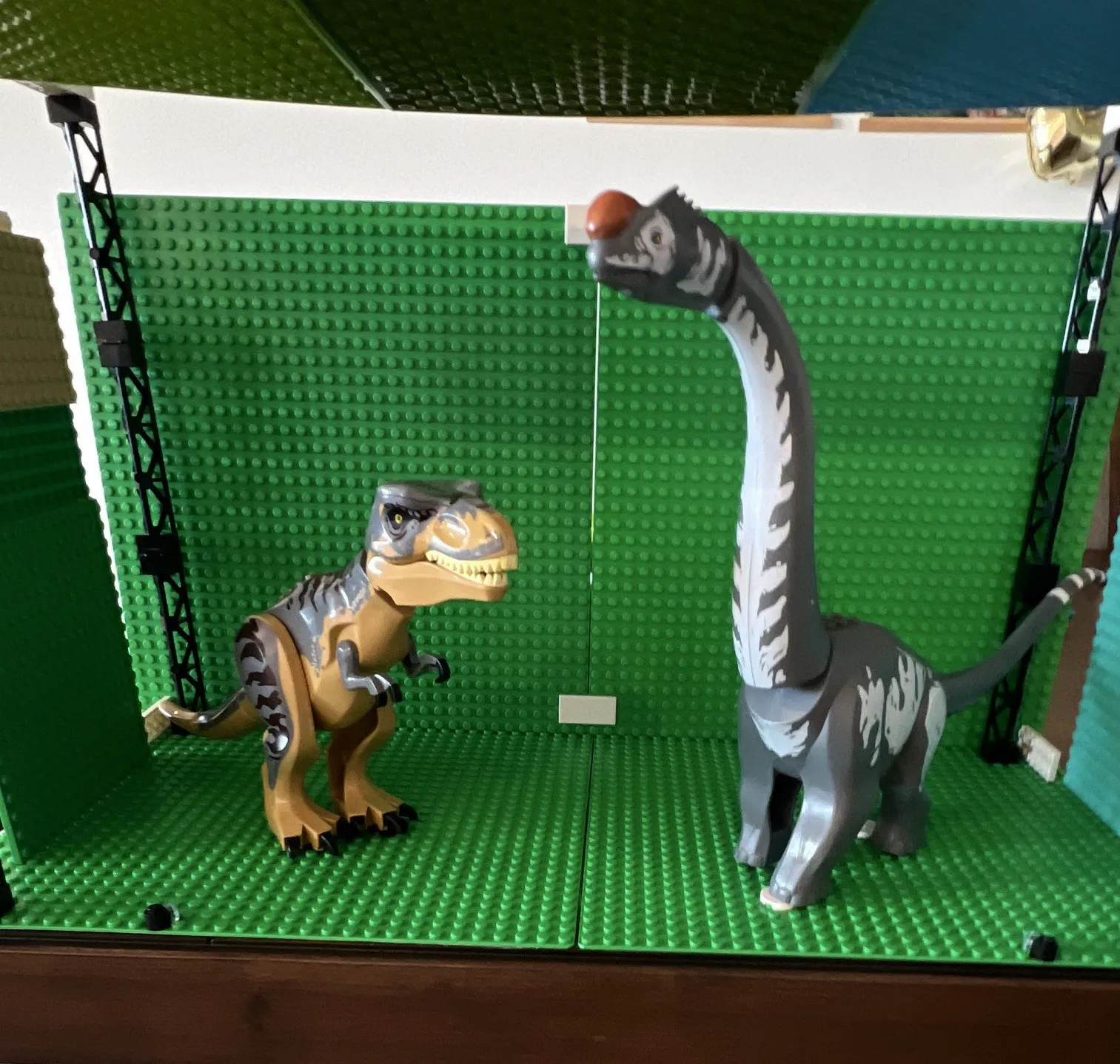 MOC LEGO Printed Dinosaur Figures Lot of 2: T-Rex & Long-Neck Dino Multicolor