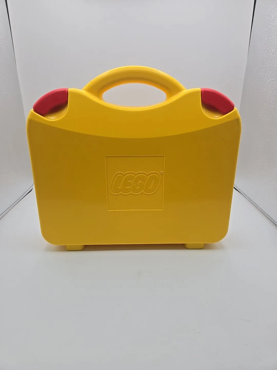 LEGO Yellow & Orange Storage Carrying Case Tote w/Red Clips, Adjustable Divider