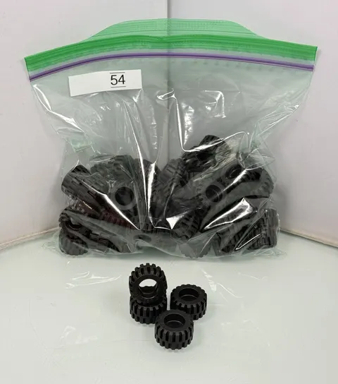 54pc Lot Genuine LEGO Rubber Tires - Black - 21mm D. x 12mm - Offset #87697 EUC