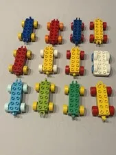 Lot Of 12 🔥 Lego Duplo Train Car Base Wheels Blue Yellow Green Red White
