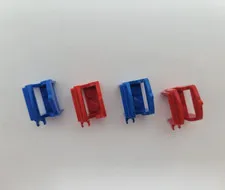 LEGO vintage 4491a saddle lot of 4 with intact clips. 2 red 2 blue
