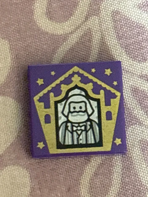 Harry Potter Tile 2 x 2 with HP Chocolate Frog Card Bertie Bott Pattern