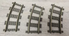 Lego 2867 2867c01 74747 Dark Gray Train Track 9V Curve Curved Lot Of 3 READ