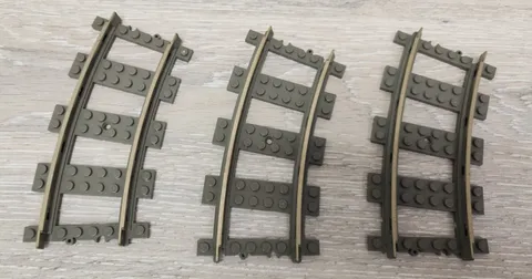 Lego 2867 2867c01 74747 Dark Gray Train Track 9V Curve Curved Lot Of 3 READ