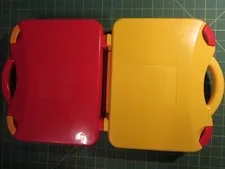 LEGO Carrying Case Travel Compartments 2012 Red & Yellow Plastic Lot of 2