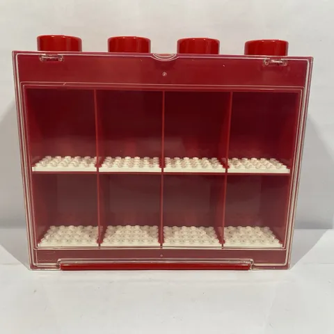LEGO Minifigure Display Case for 8 Figures Red White Clear Door 2011