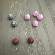 LEGO Plate 1 x 1 Round with Swirled Top (3338 / 15470) 8 Pcs Pink Silver Brown