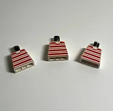 LEGO Printed Minifigure Torso Lot of 3 White Red Stripes Black Neck