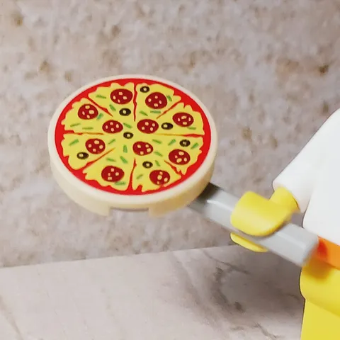 New LEGO Pizza Paddle Serving Platter Handle gray Food Pepperoni Olives Supreme