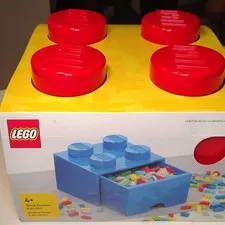 LEGO Brick Drawer Storage Box 4 Knobs Red, 1 Compartment, Age 4+ AFOL NEW 