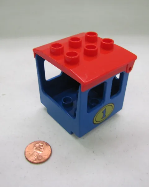 Lego Duplo Blue #1 Train Engineer's Cab Specialty Block Part Cockpit Red Top