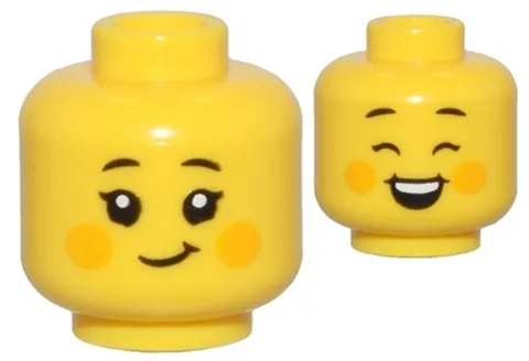 Lego 71045 New SPRITE Minifig HEAD Yellow Orange Cheeks Closed Eye/Open D204